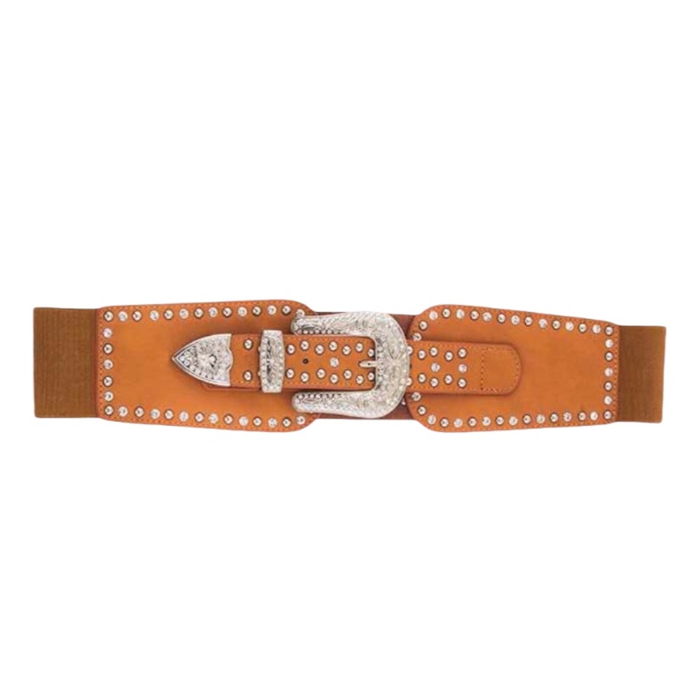 Camel Genuine Leather Western Statement Belt